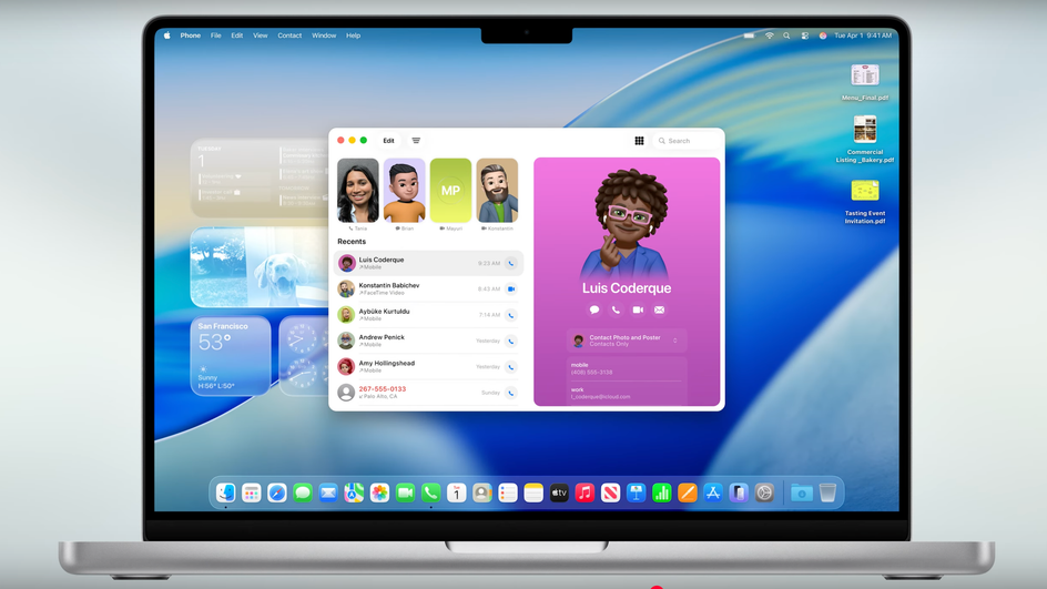 Приложение «Телефон» в macOS 26 Tahoe Приложение «Телефон» в macOS 26 Tahoe