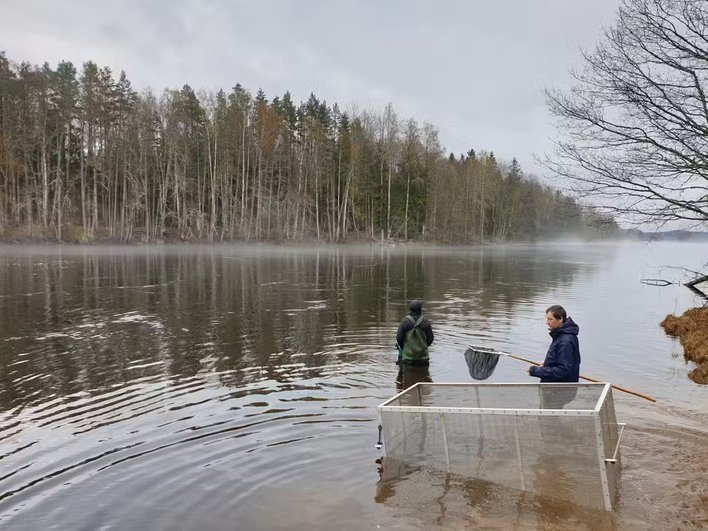 ученые с рыбок возле реки ученые с рыбок возле реки