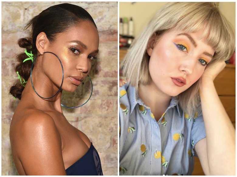 Макияж с показа Fenty Puma by Rihanna весна 2018 (слева) и макияж блогера @glowing_pains (справа)
