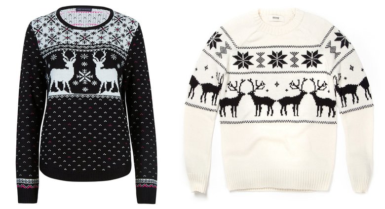 Слева: свитер, Marks&Spencer, 3999 руб.; справа: шерстяной свитер с оленями, Deerz, 3690 руб.