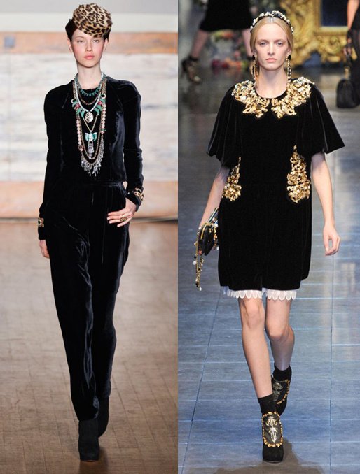 Показы Temperley London (слева) и Dolce & Gabbana