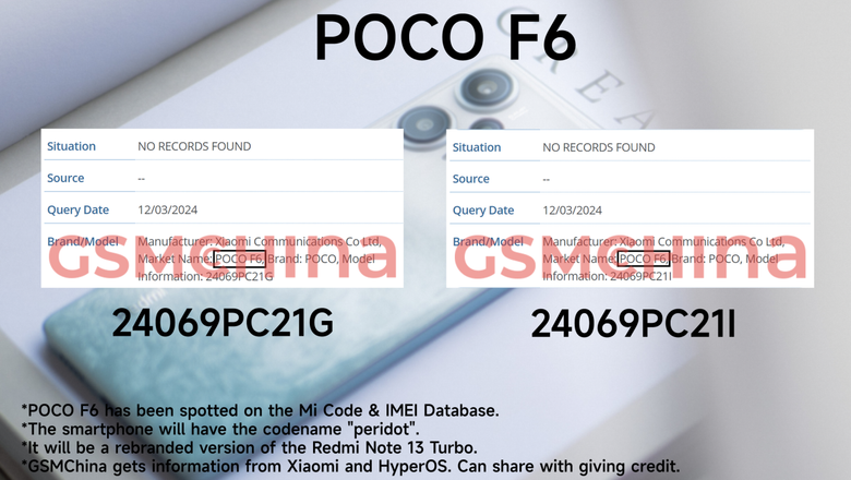 Номера моделей POCO F6 в базе IMEI
