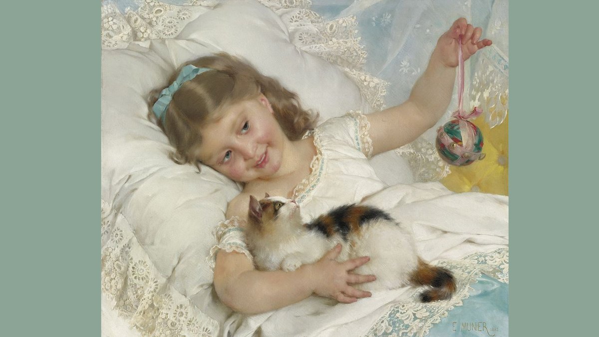 «Девочка, играющая с котенком», Эмиль Мунье