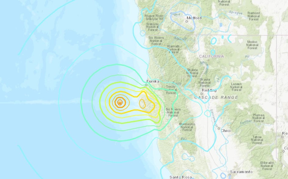 Карта землетрясения в Калифорнии 5 декабря