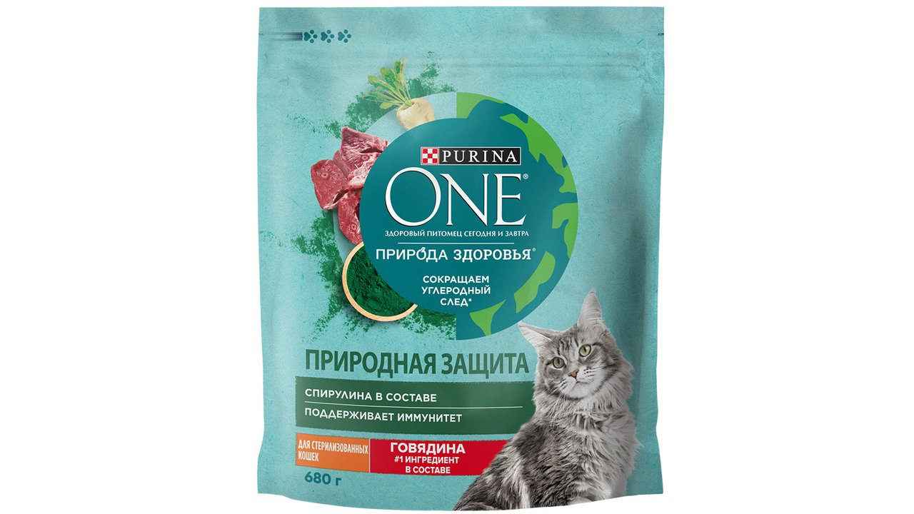 Сухой корм Purina ONE® Природа Здоровья® для стерилизованных кошек и кастрированных котов, с высоким содержанием говядины, 680 г