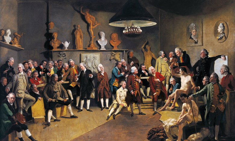 Иоганн Цоффани «Портрет членов Королевской академии в натурном классе», 1772 год