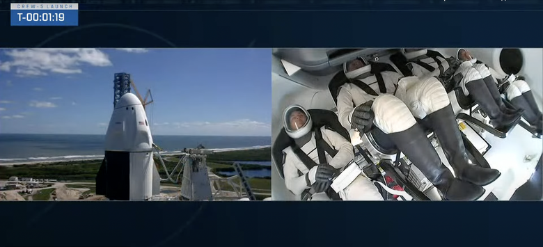 Скриншот: Трансляция запуска Crew-5 на YouTube-канале SpaceX