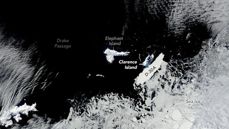 Спутниковая фотография столкновения D-30A с островом Кларенс 6 сентября.