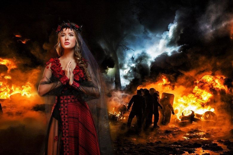 Один из нарядов Дианы назывался «Невеста войны» и олицетворял скорбящую Украину