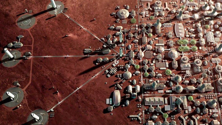 Концепт колонии на Марсе.