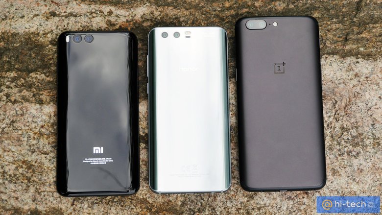 Слева-направо: Xiaomi Mi6, Honor 9 и OnePlus 5