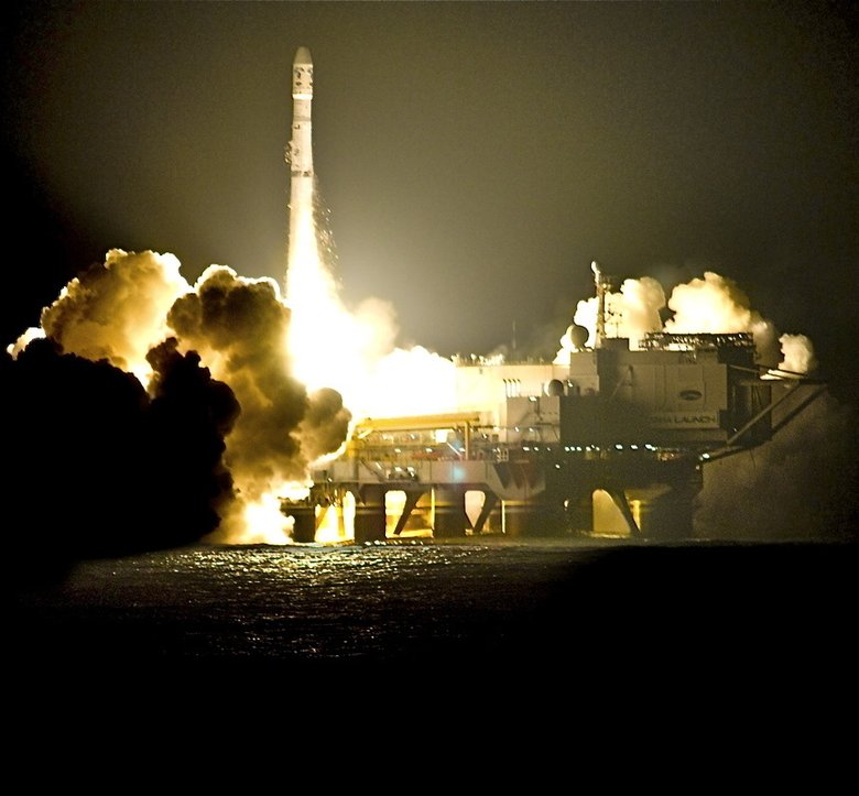 Пуск ракеты со стартового стола комплекса «Морской старт». Фото: wikimedia / jurvetson (flickr.com) / CC BY 2.0