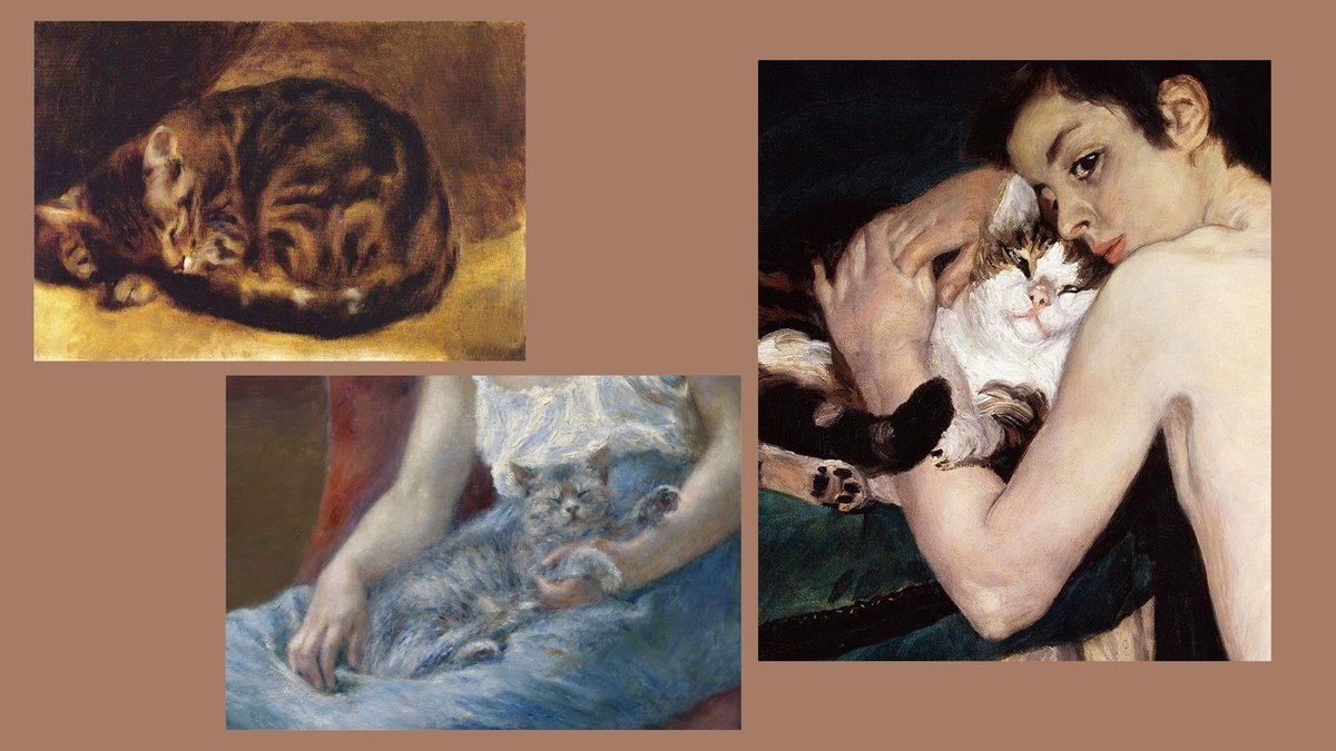 Слева — «Спящая кошка», по центру — «Спящая девушка с кошкой», справа — «Мальчик с кошкой».