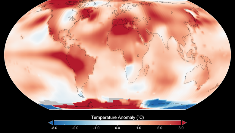 Тепловая карта, иллюстрирующая температурные аномалии в июле 2023 года по всему миру. Фото: NASA’s Goddard Institute for Space Studies
