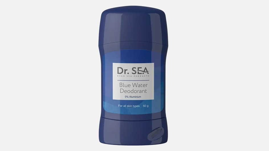 Твердый мужской дезодорант-стик фирмы Dr.SEA серия Blue Water в упаковке