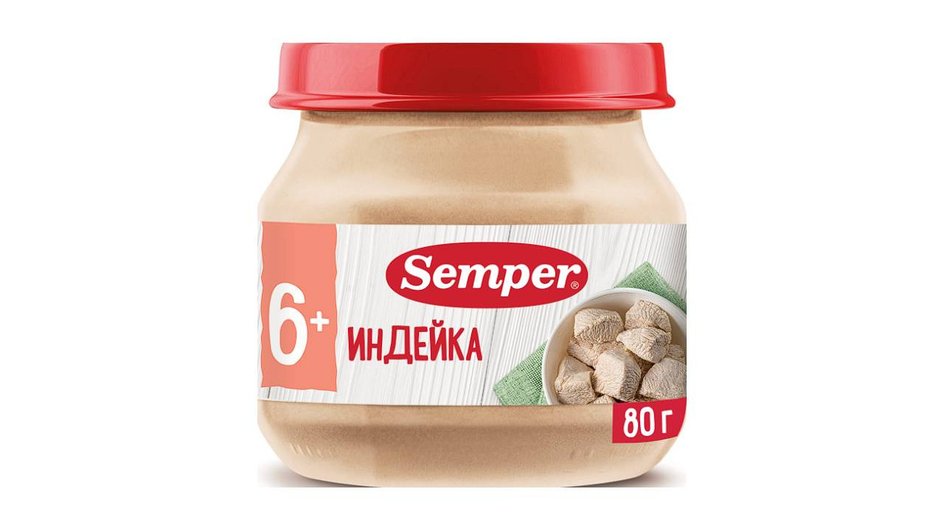 Детское мясное пюре Semper — индейка Детское мясное пюре Semper — индейка