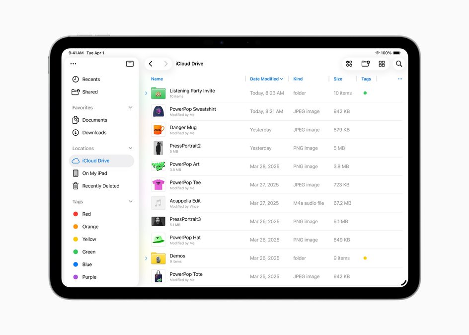 Файлы iPadOS 26 скриншот Файлы iPadOS 26 скриншот