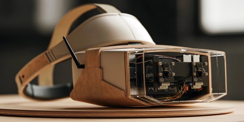 Как выглядел бы шлем виртуальной реальности, если бы его спроектировали в 1990-е годы. Фото: designboom.com