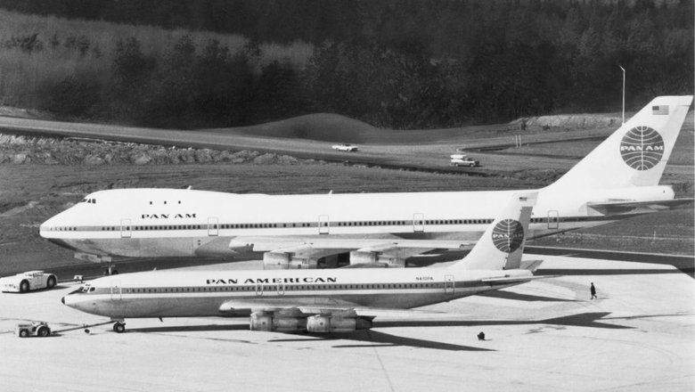 Наглядное сравнение размеров двух самолетов фирмы Boeing – 707 и 747