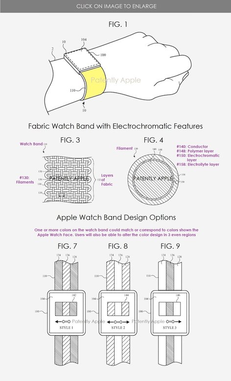 Патент Apple на электронные ремешки. Фото: patentlyapple