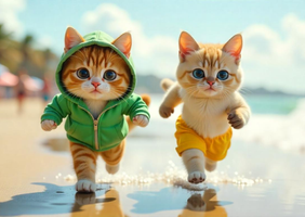 Коты бегут
