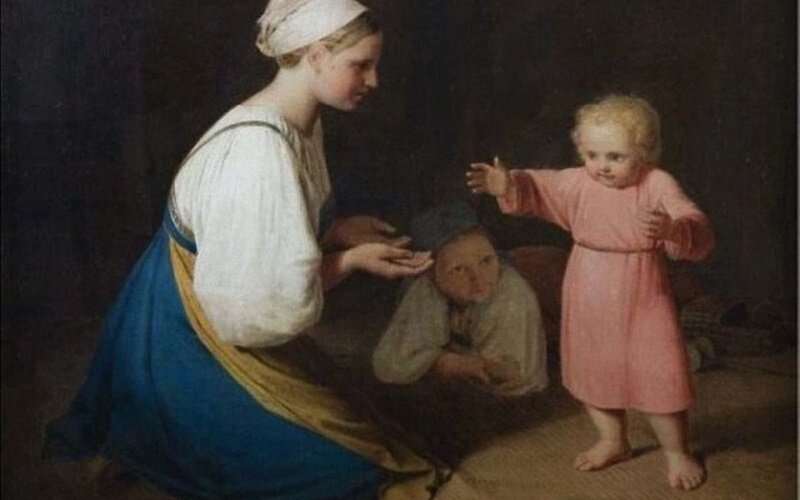 Алексей Венецианов – «Первые шаги (Крестьянка с ребенком)» (1830-е гг.)