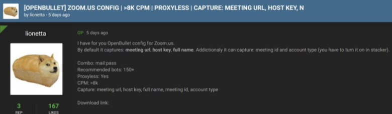 Объявления на хакерских форумах о продаже украденных аккаунтов Zoom. Фото: Threatpost