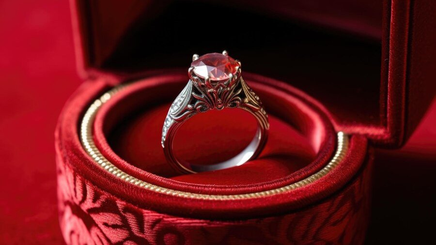 В коробочке кольцо с рубином.
