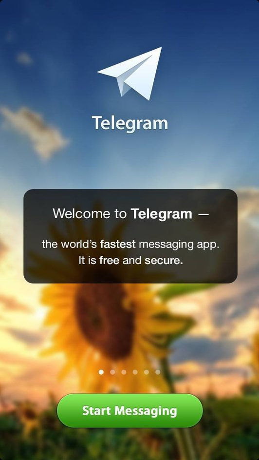 Стартовая страница Telegram в 2013 году. 