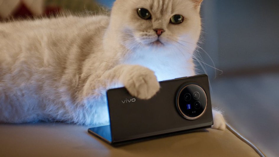 Котик рекламирует vivo X Fold 3 Pro