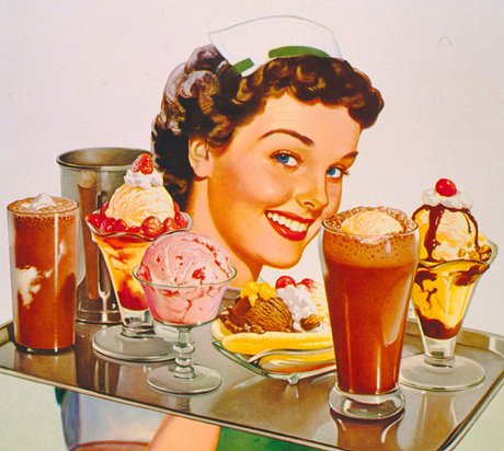Плакат с мороженым 1950-х годов