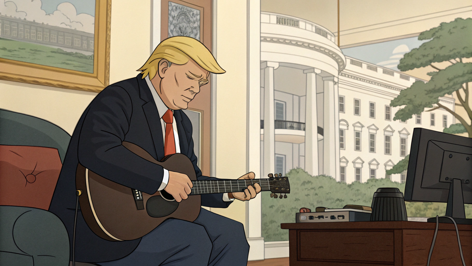 Анимированный Трамп с гитарой