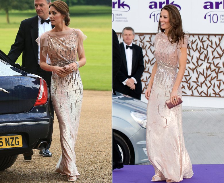 Кейт на приеме в Норфолке в 2016 году (слева) и на ужине в Кенсингтонском дворце в Лондоне (2011 год)