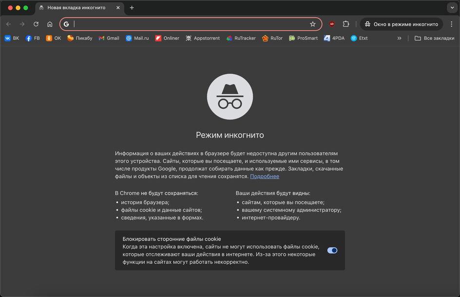 Скриншот в браузере Chrome в режиме инкогнито