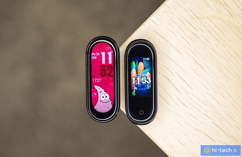 Слева Xiaomi Mi Band 6, справа Mi Band 4