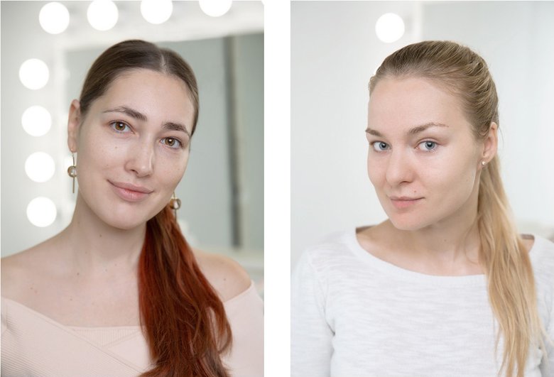 Севиль (слева) и Настя (справа) до макияжа