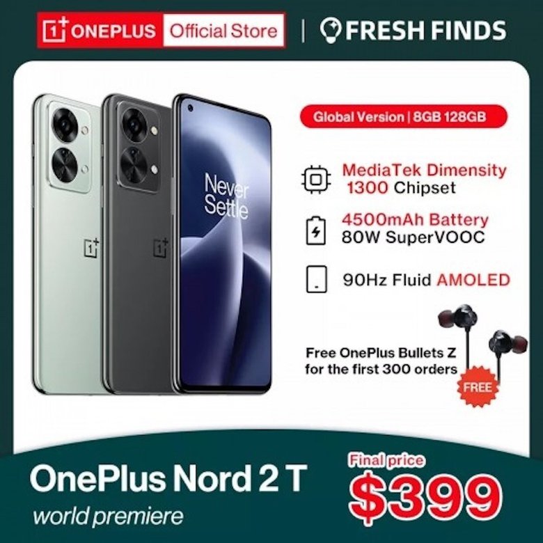 OnePlus Nord 2T указан на веб-сайте продавца со спецификациями и ценой. Фото: gsmarena