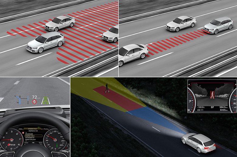 Для Audi RS&nbsp;6&nbsp;Avant предлагается широкий спектр устройств, помогающих водителю. Это активный круиз-контроль (работающий в&nbsp;диапазоне скоростей 0-250 км/ч), совмещённый с&nbsp;функцией pre sense/pre sense plus (радар распознаёт наличие препятствия спереди, система начинает подавать сигналы водителю и&nbsp;в&nbsp;случае бездействия сама снижает скорость автомобиля и&nbsp;натягивает ремни безопасности, снижая последствия столкновения), &laquo;ночное видение&raquo; дальностью до&nbsp;300&nbsp;метров, проецирование показаний приборов на&nbsp;лобовое стекло и&nbsp;куча более обыденных вещей вроде мониторинга &laquo;мёртвых&raquo; зон, контроля за&nbsp;полосой движения, камер кругового обзора и&nbsp;автоматического парковщика