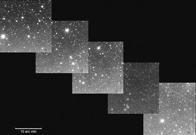 След виден в виде очень тонкой белой линии, проходящей через верхние части этих пяти изображений. Фото: Gritsevich, et al. Monthly Notices of the Royal Astronomical Society