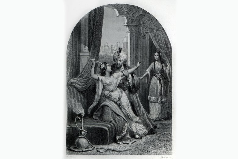 Султан Ибрагим I (1615—1648) нападает на вдову своего брата Мурада IV на глазах своей матери Кесем (1589—1651) в крепости Йедикуле. Legion-media.ru
