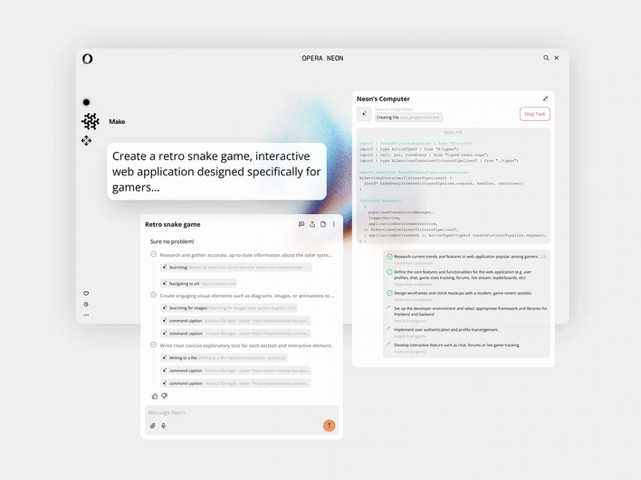 Новый ИИ-браузер Opera Neon дизайн Новый ИИ-браузер Opera Neon дизайн