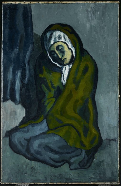 «Крадущийся нищий» — произведение искусства, созданное во время «голубого» периода Пикассо (1901–1904). Источник: Oxia Palus
