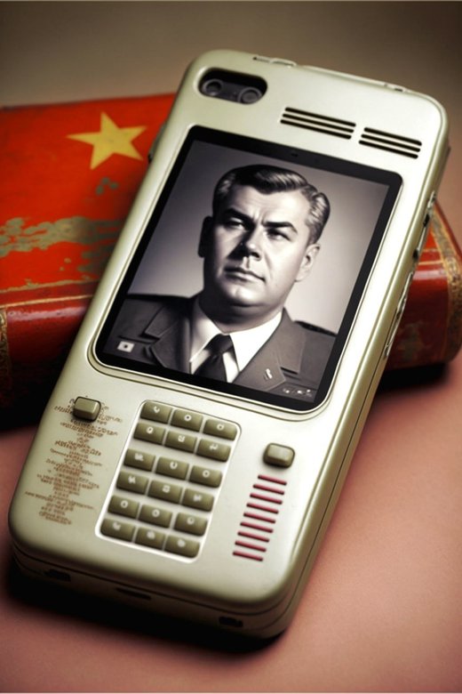 Другой возможный дизайн советского айфона. Фото: Telegram-канал «Нейросеть for Fun»