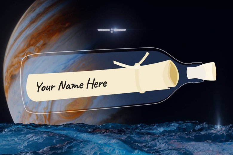 Такую картинку, только со своим именем, вы можете получить, если оставите подпись под поэмой, посвященной миссии Europa Clipper. Фото: NASA