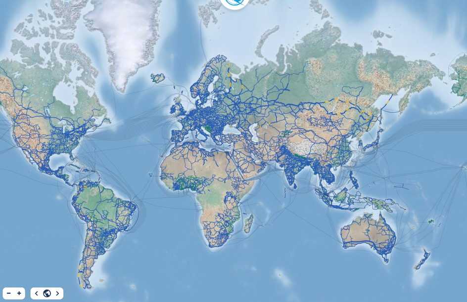 Карта магистральных интернет-кабелей