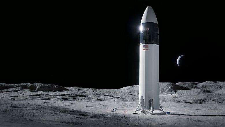 Лунная версия корабля SpaceX Staship / Источник: NASA
