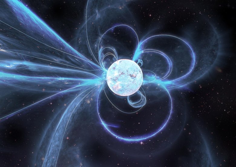 Художественное изображение активности магнетара J1818. Фото: Карл Нокс, OzGrav