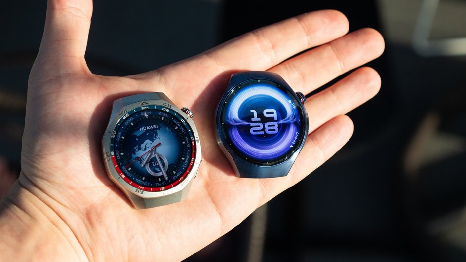 Слева Huawei Watch GT 4, справа Huawei Watch 5 Слева Huawei Watch GT 4, справа Huawei Watch 5
