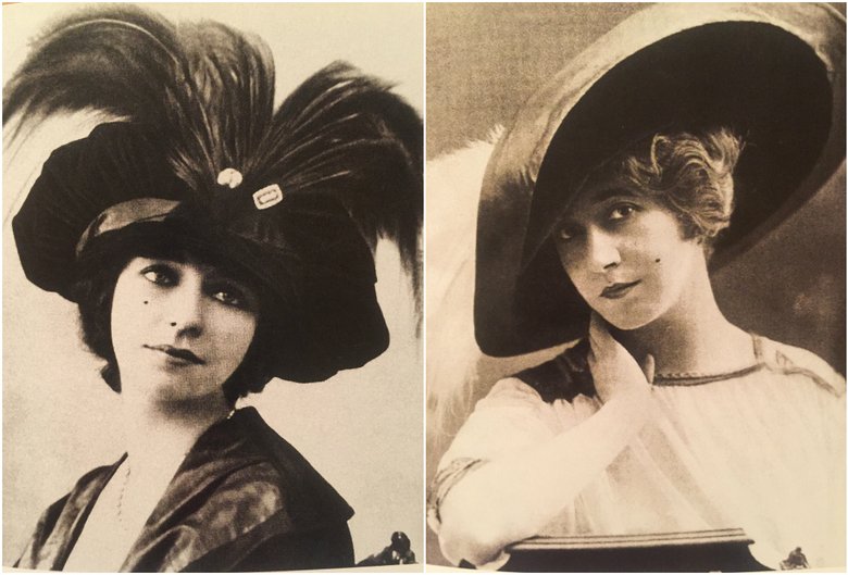 Актрисы Женевьева Викс и Габриель Дорзиа позируют в шляпах от Шанель.