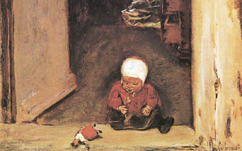 Макс Либерман «Ребенок, играющий в дверном проеме» (1875)